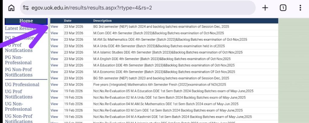 Kashmir University Results