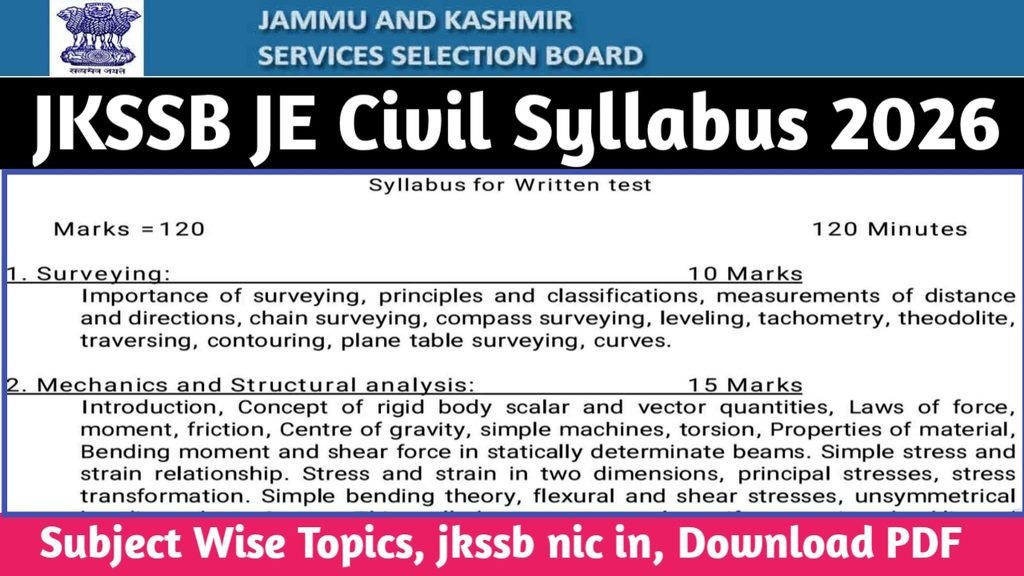 JKSSB JE Civil Syllabus 2026